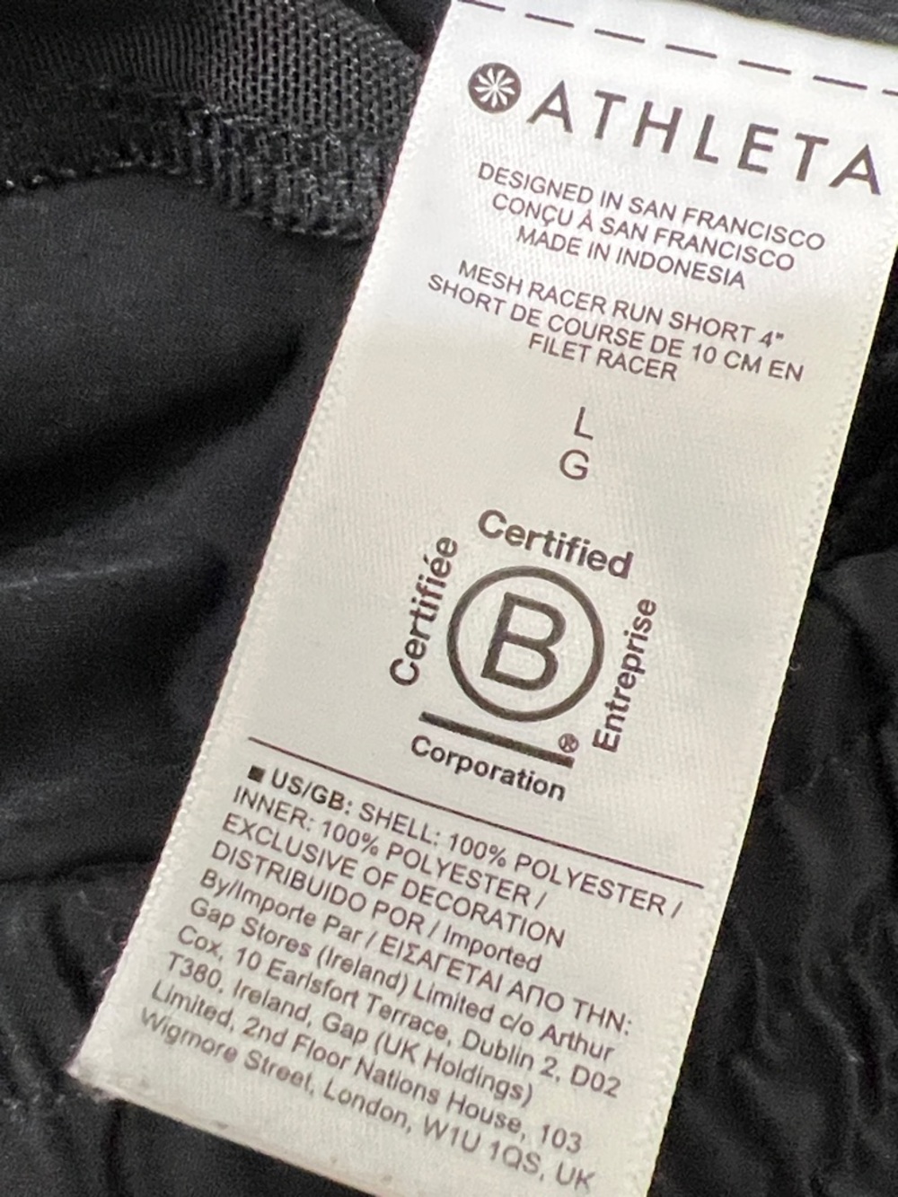 ATHLETA Mesh Racer Run Shorts Black Sz L #291749 NWOT - Picture 6 of 6